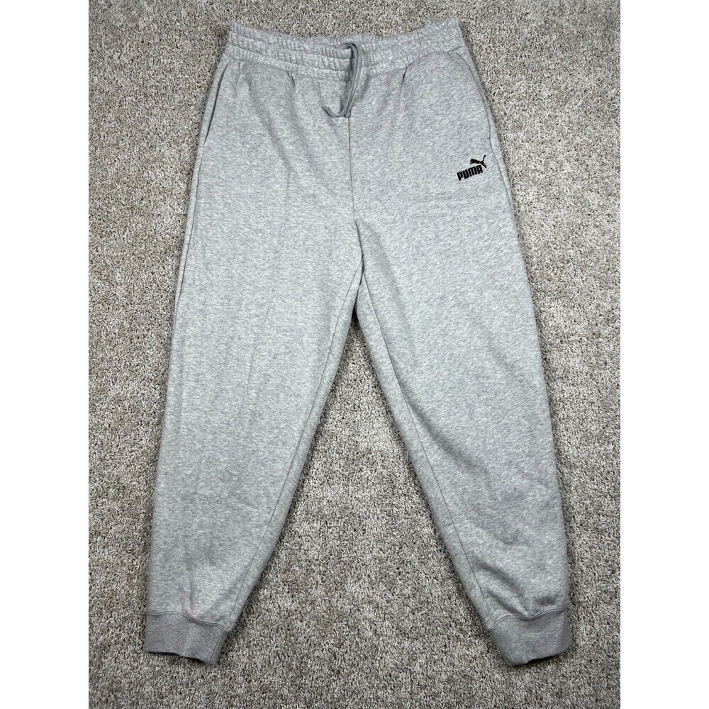 Puma ESS Logo Fleece Jogger Sweatpants Light Gray Heather L NWT